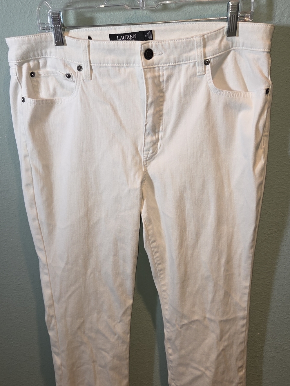 Lauren Ralph Lauren Ivory White Stretch Denim Jeans Size 14